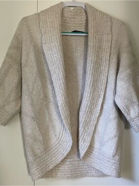 Peruvian Connection Cozy Shawl Collar Cardigan Sweater - Cream, Size Medium